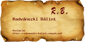 Radvánszki Bálint névjegykártya